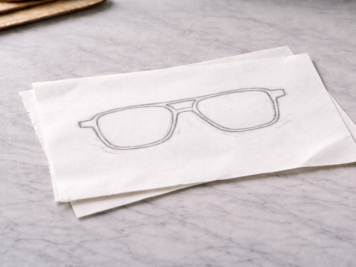 Eyewear frame sketch used as starting point for private label eyewear design development